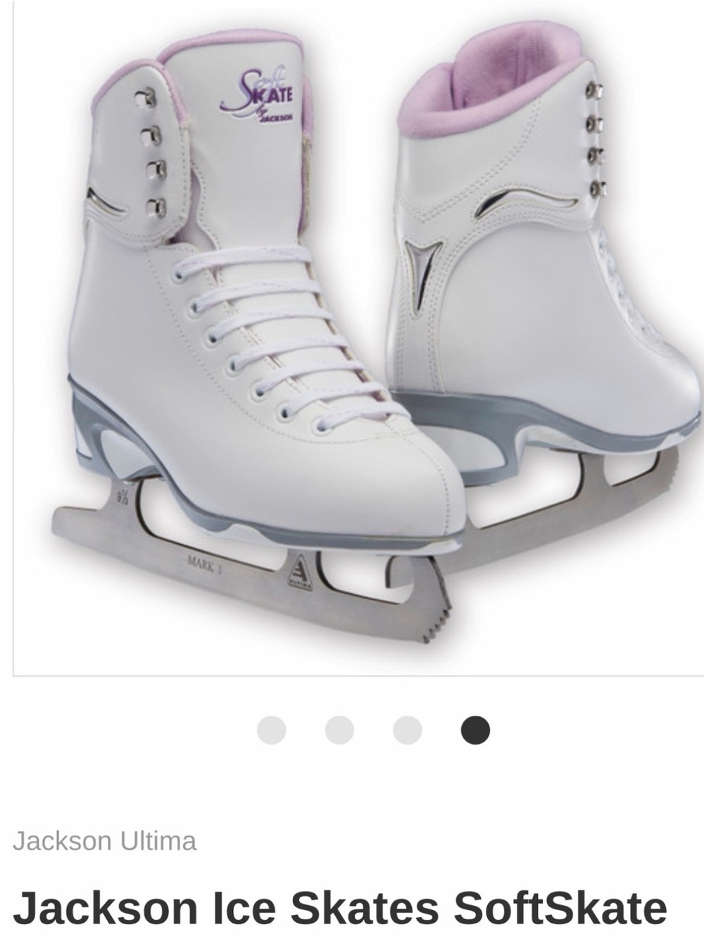 JACKSON White Ice Skates with Light Pink Lining